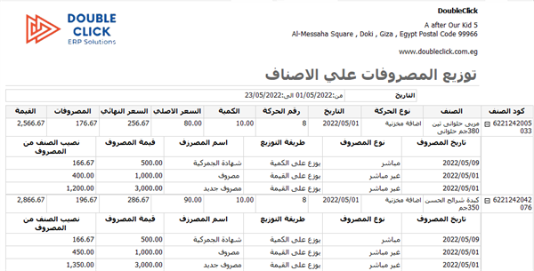 تقرير المصروفات على المخازن